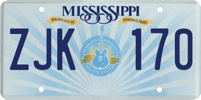 MS license plate ZJK170
