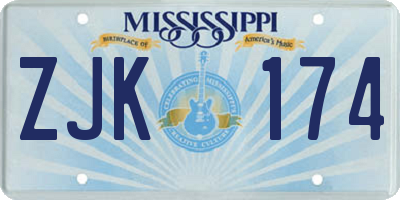 MS license plate ZJK174