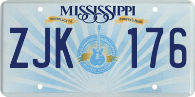MS license plate ZJK176