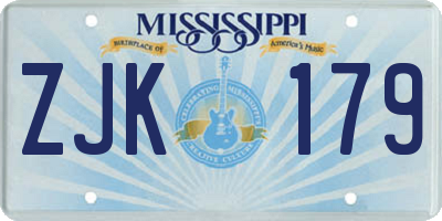 MS license plate ZJK179