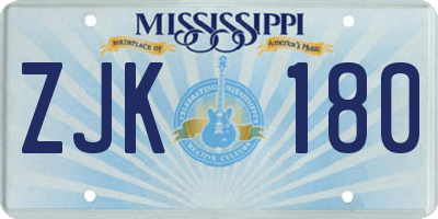 MS license plate ZJK180