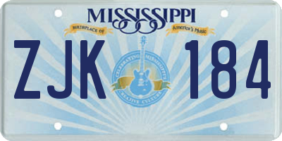 MS license plate ZJK184
