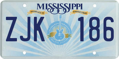MS license plate ZJK186