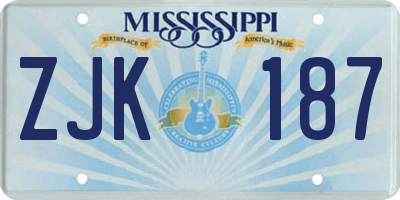 MS license plate ZJK187