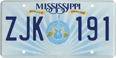 MS license plate ZJK191