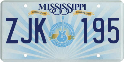 MS license plate ZJK195