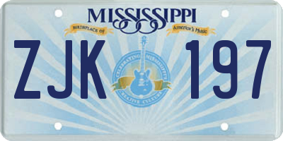 MS license plate ZJK197