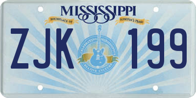 MS license plate ZJK199