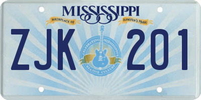 MS license plate ZJK201