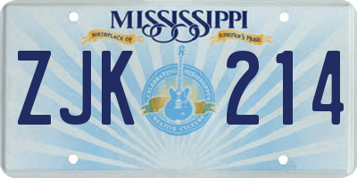 MS license plate ZJK214