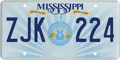 MS license plate ZJK224