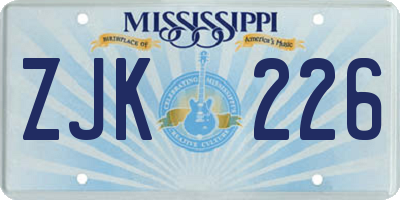 MS license plate ZJK226