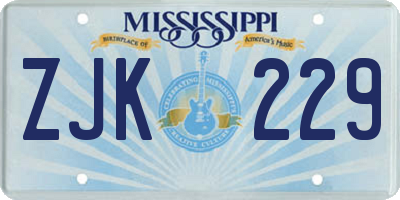 MS license plate ZJK229