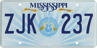 MS license plate ZJK237