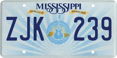 MS license plate ZJK239