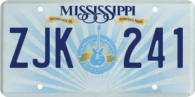 MS license plate ZJK241