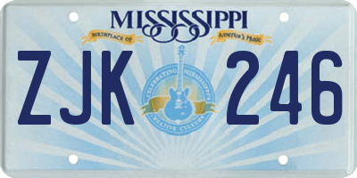 MS license plate ZJK246