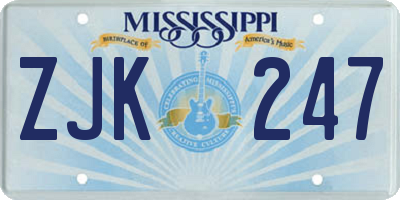 MS license plate ZJK247