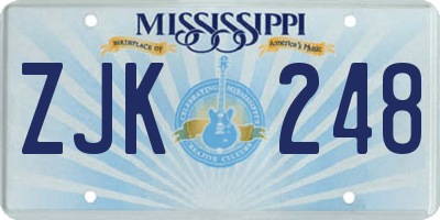 MS license plate ZJK248