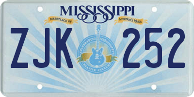 MS license plate ZJK252