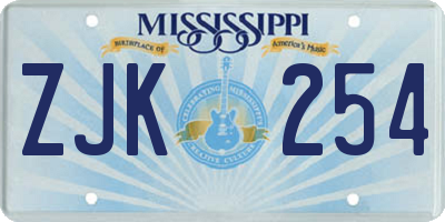 MS license plate ZJK254