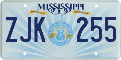 MS license plate ZJK255