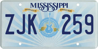 MS license plate ZJK259