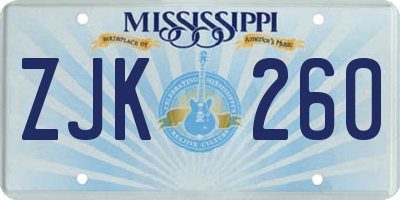MS license plate ZJK260
