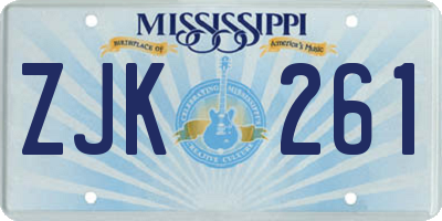 MS license plate ZJK261