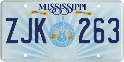 MS license plate ZJK263