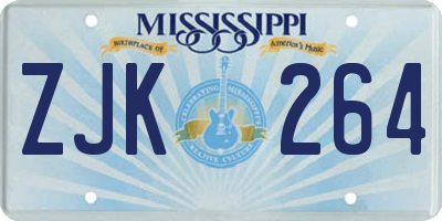 MS license plate ZJK264