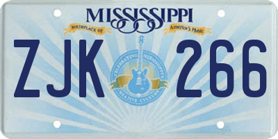 MS license plate ZJK266
