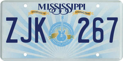 MS license plate ZJK267