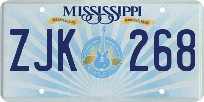MS license plate ZJK268
