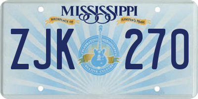 MS license plate ZJK270