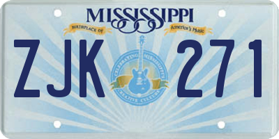 MS license plate ZJK271