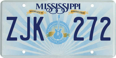 MS license plate ZJK272