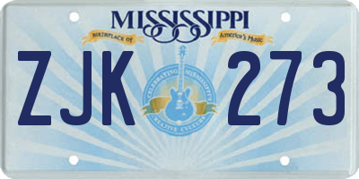 MS license plate ZJK273