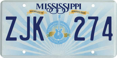 MS license plate ZJK274