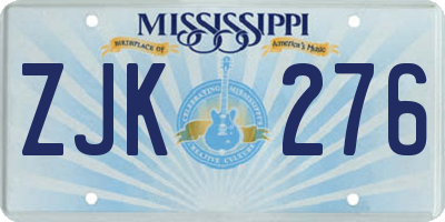 MS license plate ZJK276