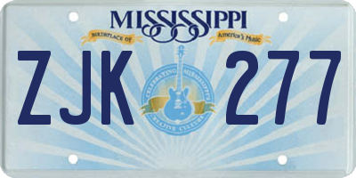 MS license plate ZJK277
