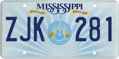MS license plate ZJK281