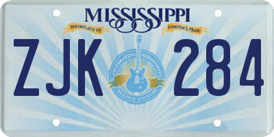MS license plate ZJK284