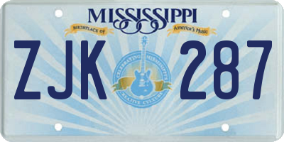 MS license plate ZJK287