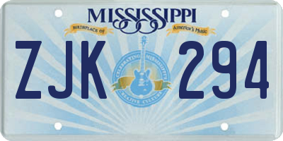 MS license plate ZJK294