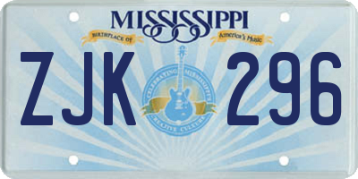MS license plate ZJK296