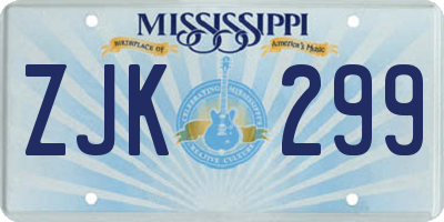 MS license plate ZJK299