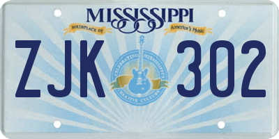 MS license plate ZJK302