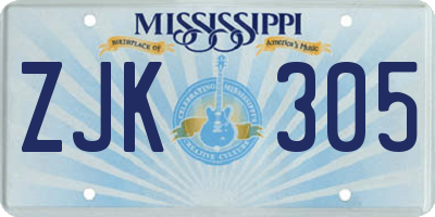 MS license plate ZJK305