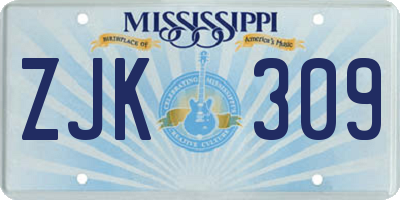 MS license plate ZJK309